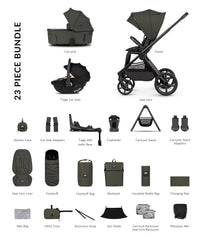 Venicci Upline 3 Hunter 4in1 plus Bundle with Beige Tiago Car Seat - Dark Olive