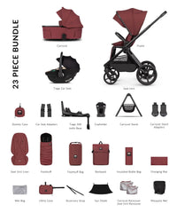 Venicci Upline 3 Hunter 4in1 plus Bundle with Beige Tiago Car Seat - Red