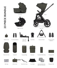 Venicci Upline 3 Hunter 4in1 plus Bundle with Black Tiago Car Seat - Dark Olive